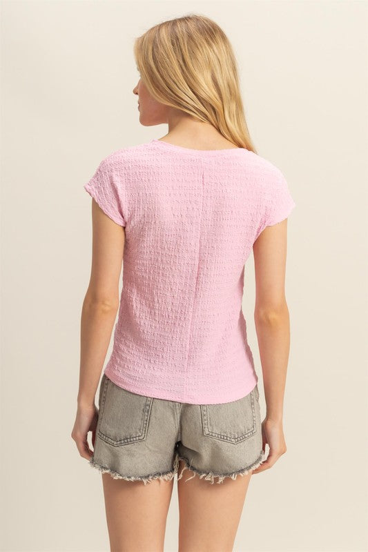 Pink Textured Knit Top