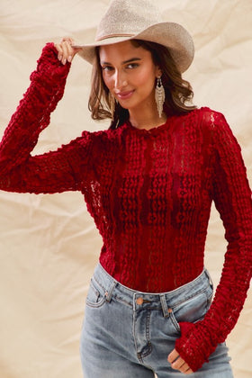 Christmas Sheer Lace Blouse