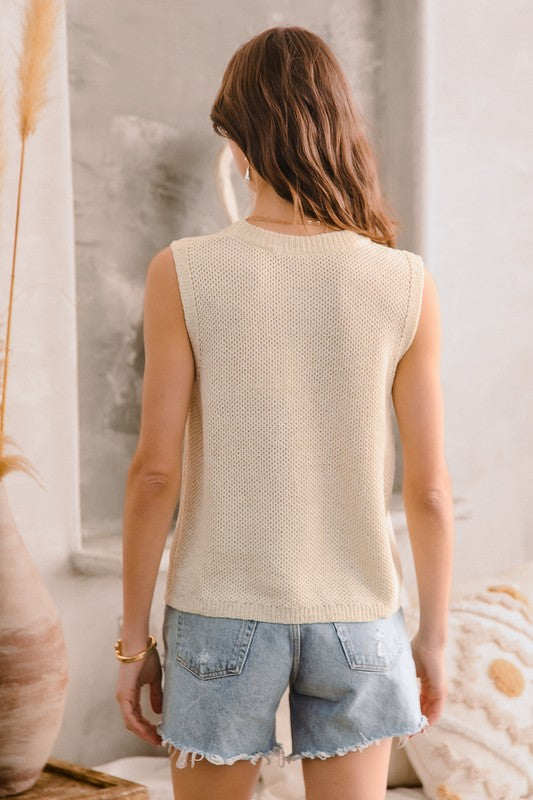 RIBBON LIGHT WEAVE SWEATER TANK