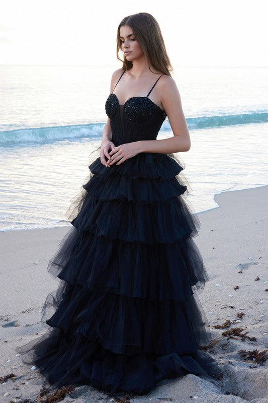 Preview only -  2026 Black Tulle Layered Ballgown🤍