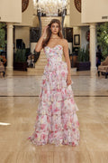 2026- Blush Floral A-Line Strapless Gown