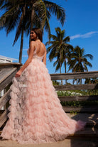 2025 PINK IRIDESCENT SEQUIN APPLIQUE RUFFLE GOWN🤍-Market Grey Boutique