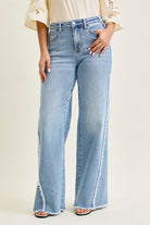 JB High Waist Retro Twisted Outseam Wide Denim-Market Grey Boutique