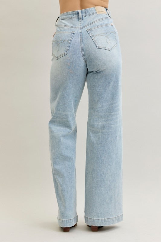JB High Waisted Retro Wide Criss-cross Mild Destroy