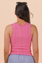 Bubblegum Pink Lettuce Hem Tank-Market Grey Boutique