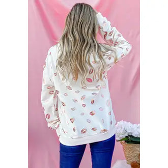 White Kiss Pink Foil Sweatshirt