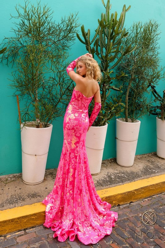 Preview Only - 2026 Fuchsia Sequin Strapless Mermaid Gown🤍-Market Grey Boutique
