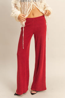 Red Essential Knit Flare Pants
