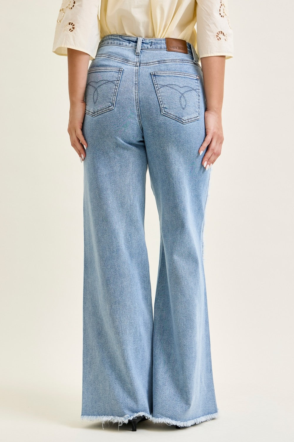 JB High Waist Retro Twisted Outseam Wide Denim-Market Grey Boutique