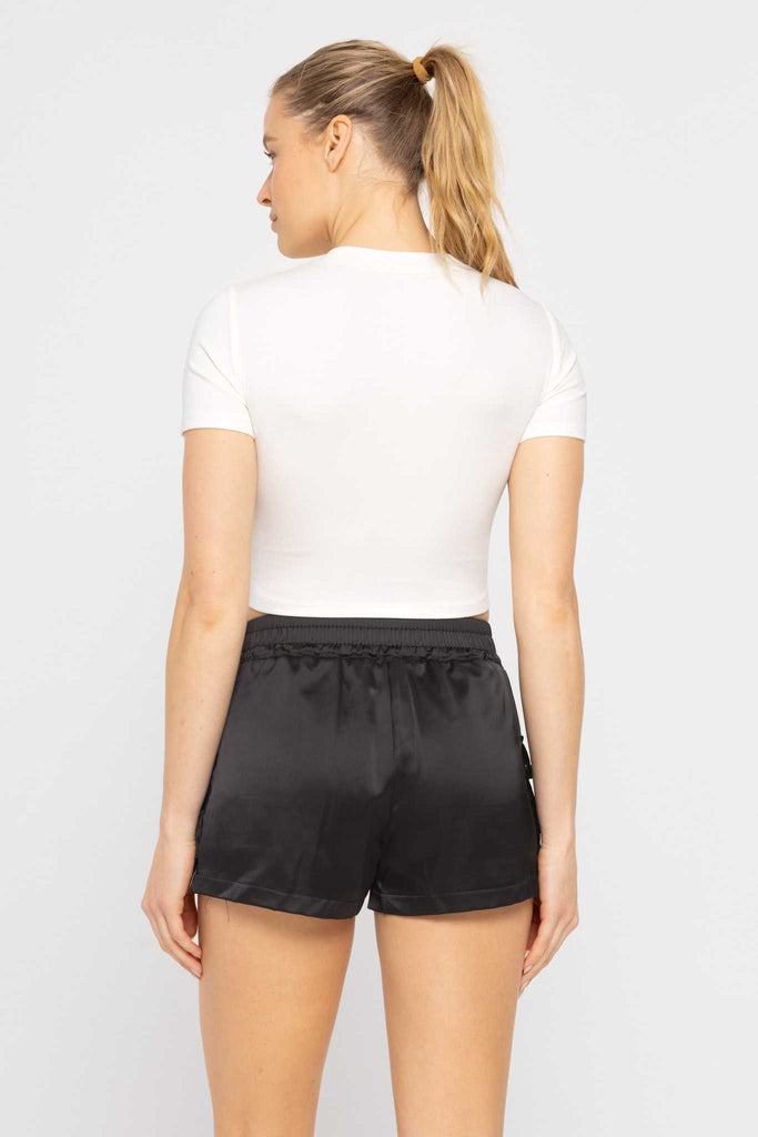 WHITE ESSENTIAL MICRO-RIBBED CROPPED ATHLEISURE TEE