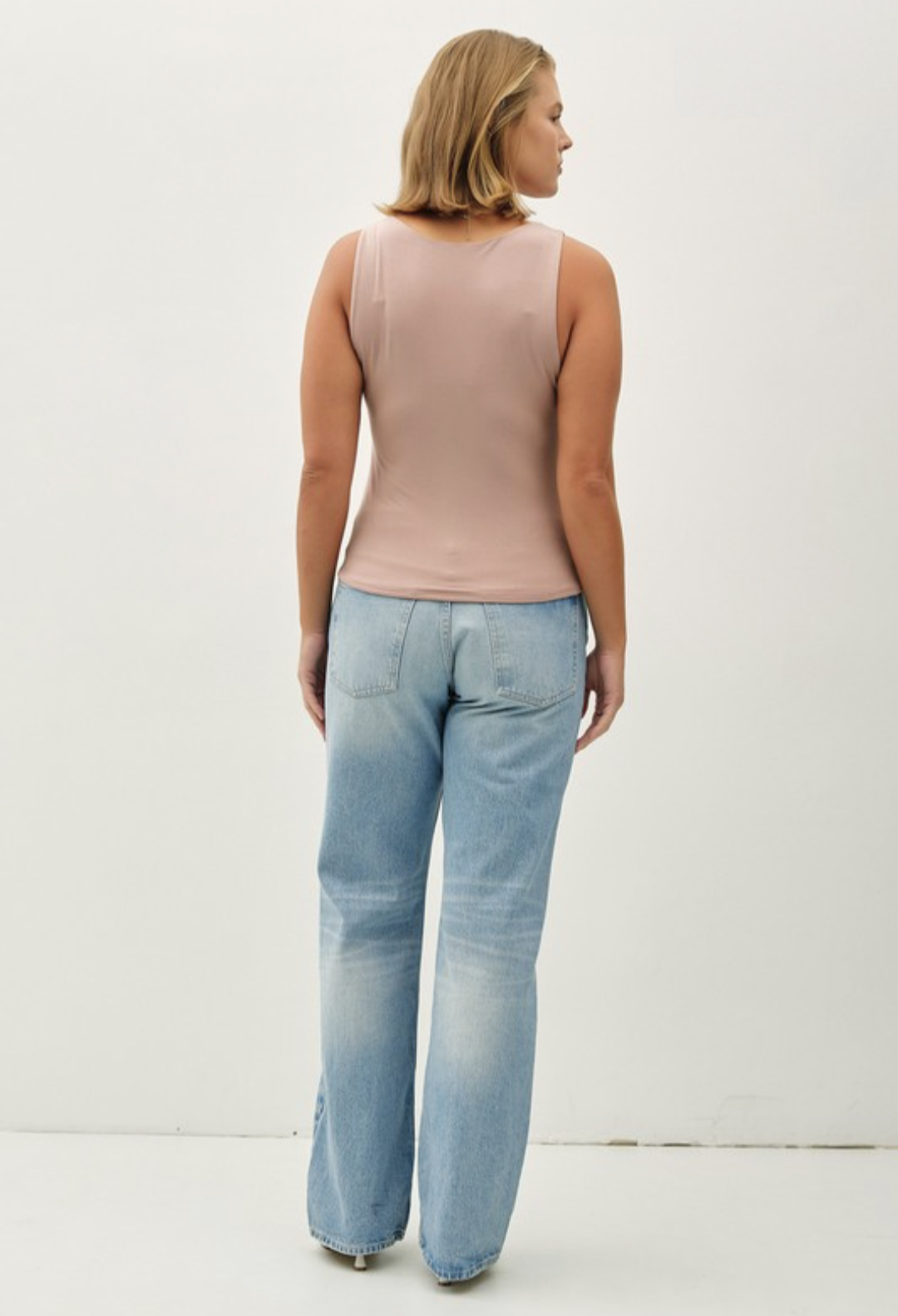 Curvy Hazelnut Basic Boat Neck Tank