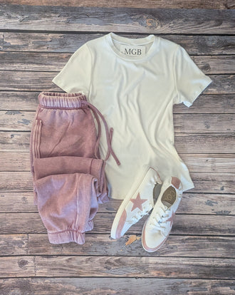 Light Rose Acid Wash Fleece Sweatpants