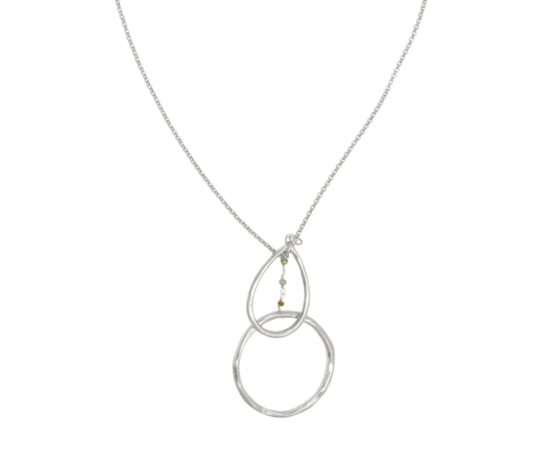 30" Silver Drop Loop Beaded Necklace
