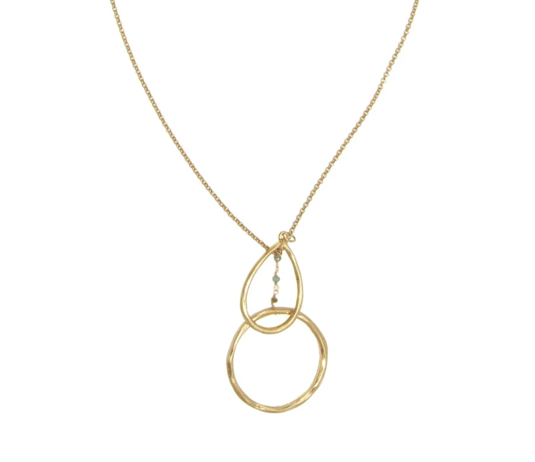 30" Gold Drop Loop Beaded Necklace