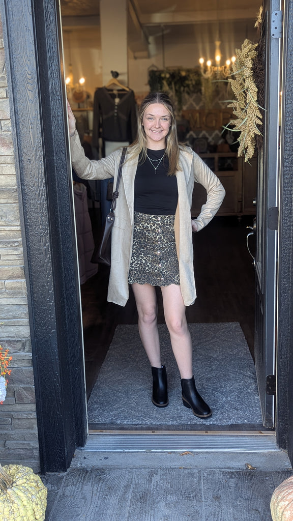 Beige Faux Suede Long Lightweight Jacket