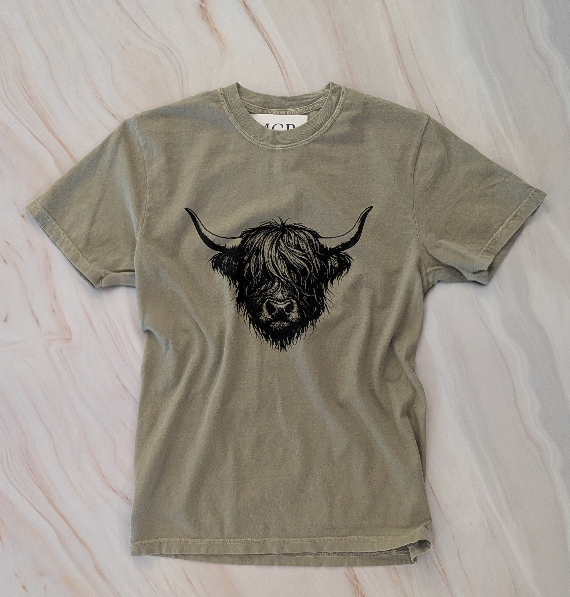 Highland Cow Graphic Tee-Market Grey Boutique