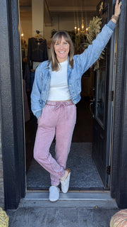 Light Rose Acid Wash Fleece Sweatpants