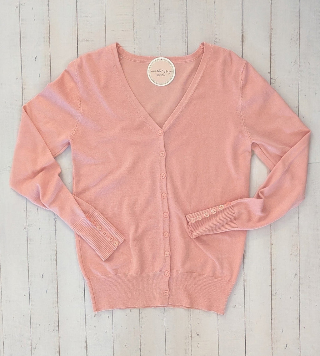 Light Pink V Neck Cardigan