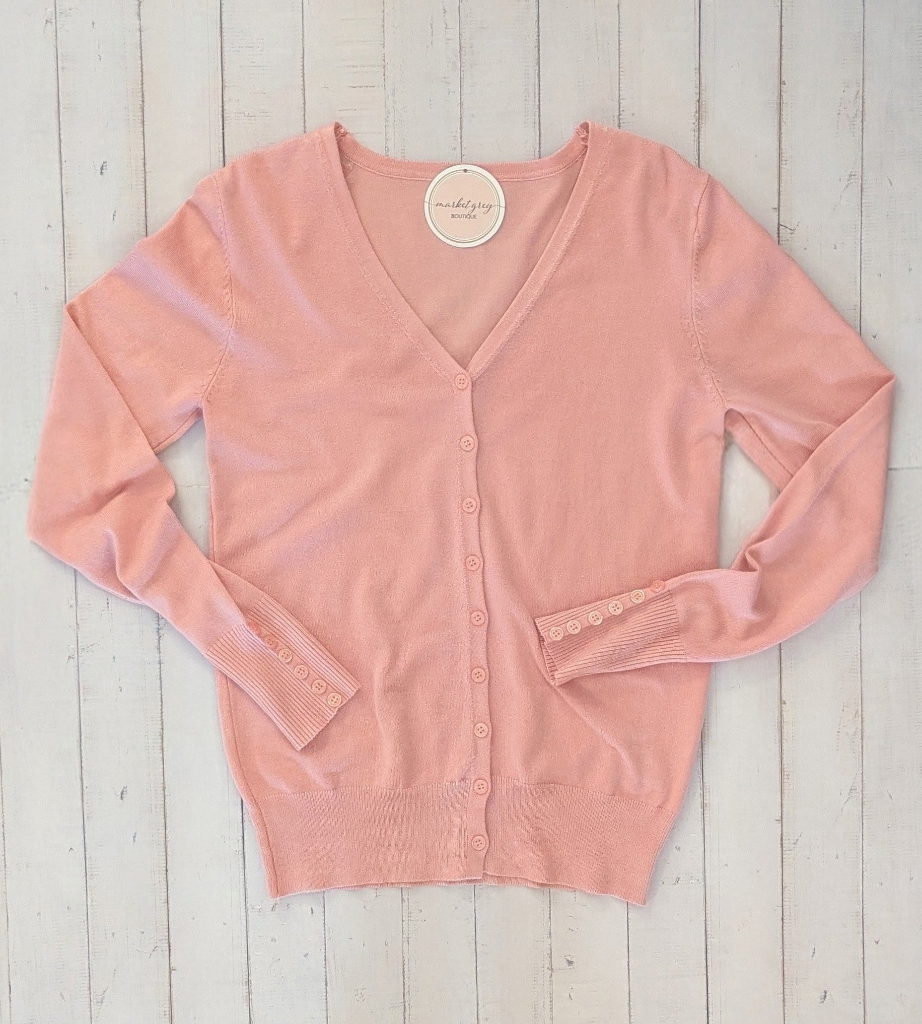 Light Pink V Neck Cardigan