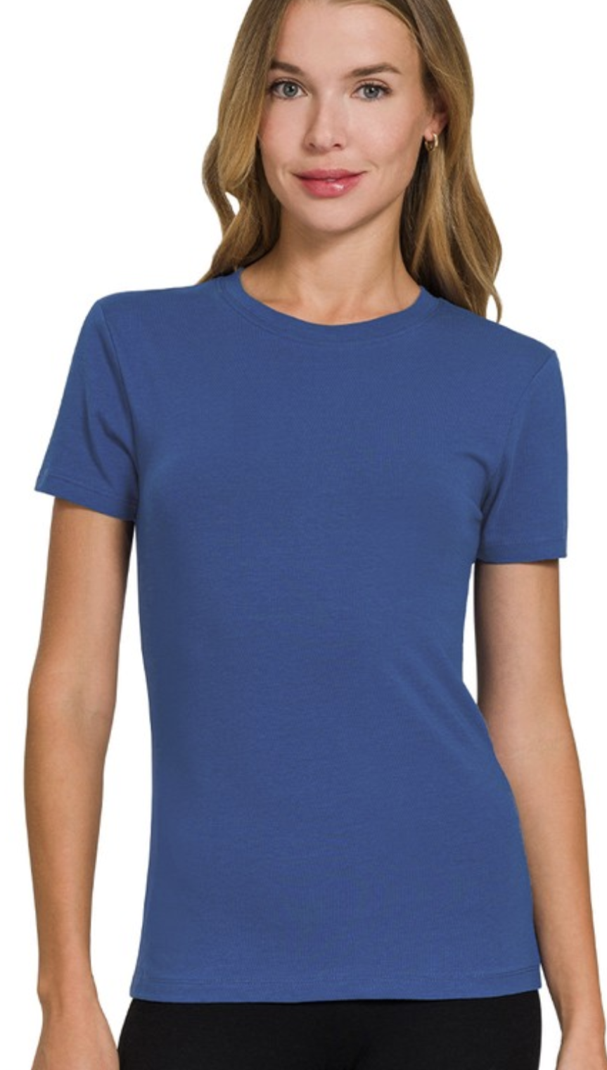 Light Navy Perfect Basic Cotton Tee-Market Grey Boutique
