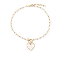 18" Gold Mother of Pearl Heart Pendant Necklace
