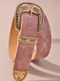 Pink Western Embossed Buckle Belt