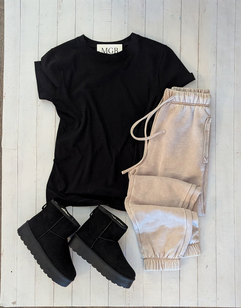 Ash Mocha Acid Wash Fleece Sweatpants