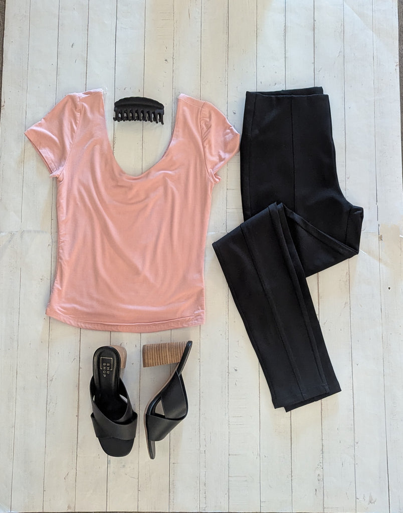 Black High Waisted Pintuck Pants