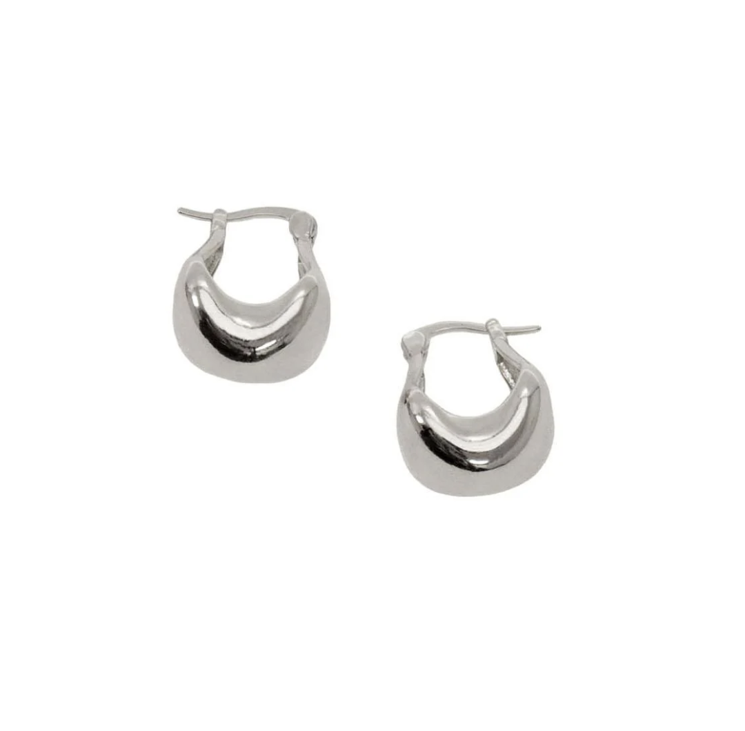 Silver Small Tapered Hoop Earring