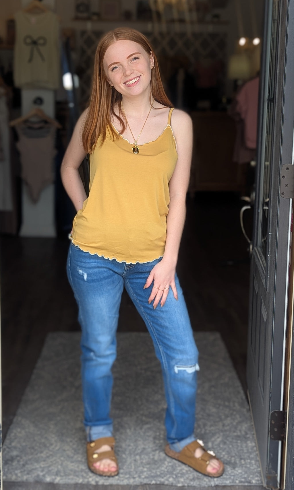 Marigold Lettuce Edge Tank Top