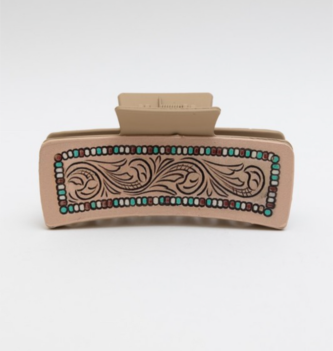 Tooled Swirl Western Boho Hair Claw Clip