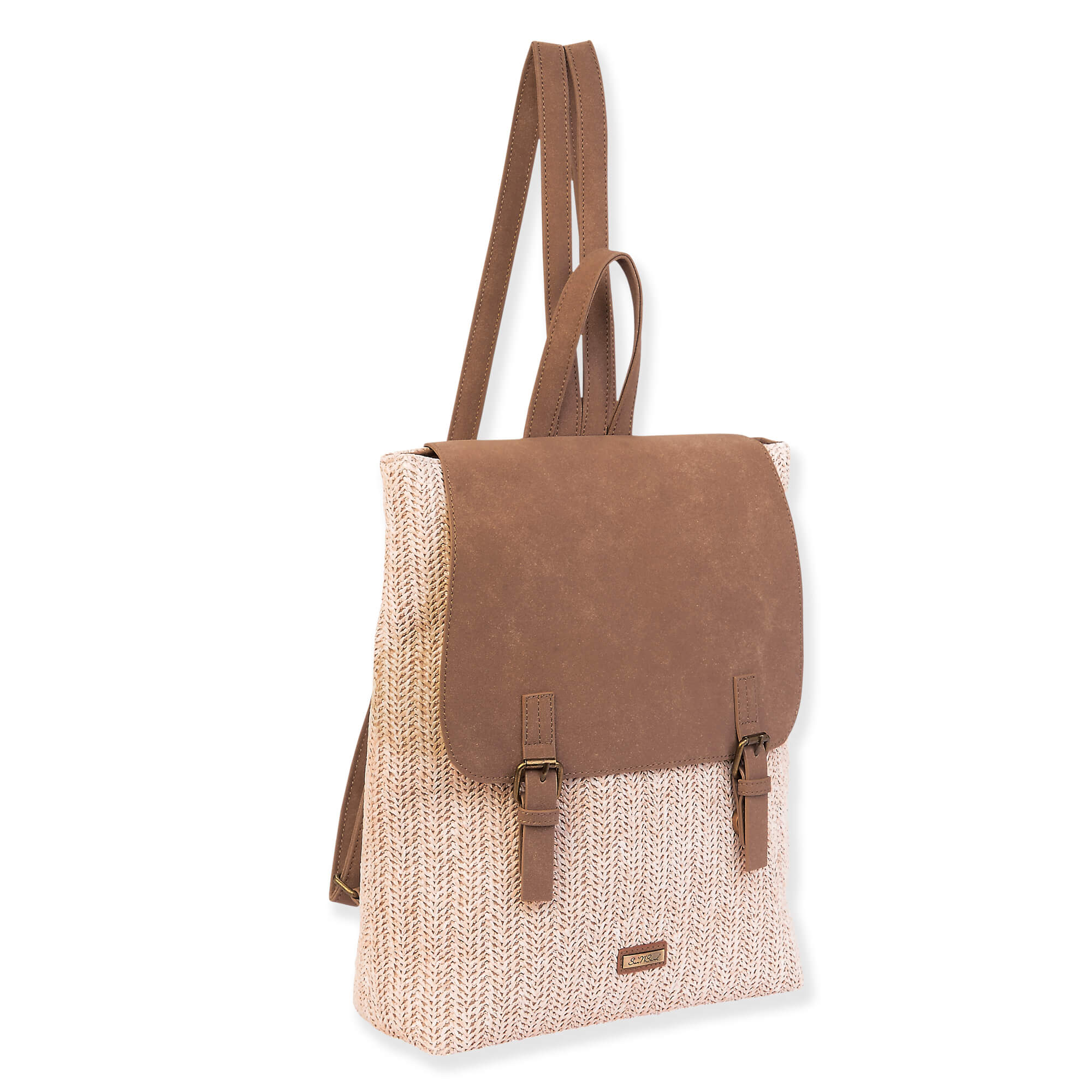 Tan Straw Backpack