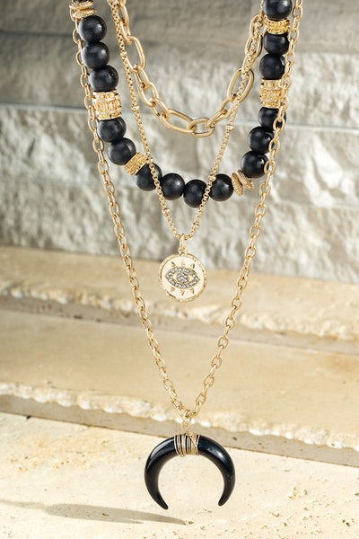 Acetate Horn Multi Layered Necklace