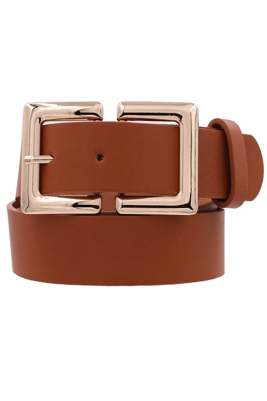 Metal Square Faux Leather Belt